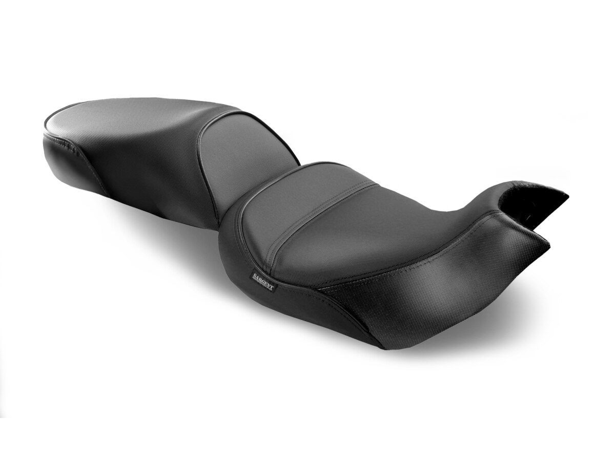 World Sport Seat for the 2022+ Triumph Tiger 1200 Explorer, GT, and Rally, Low Version, Performance Plus shown in all black.